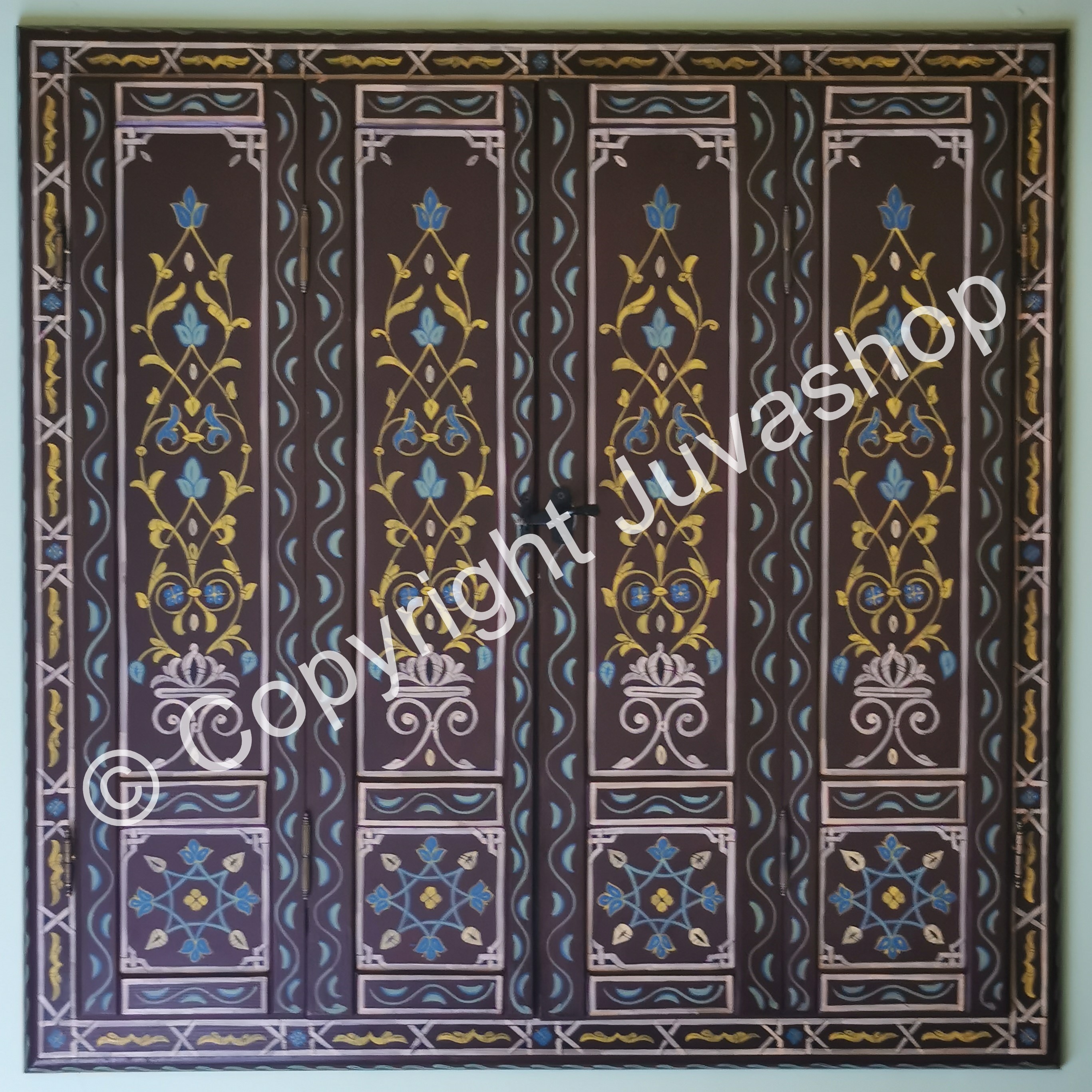 volet interieur bois marocain peint zouak fili 3