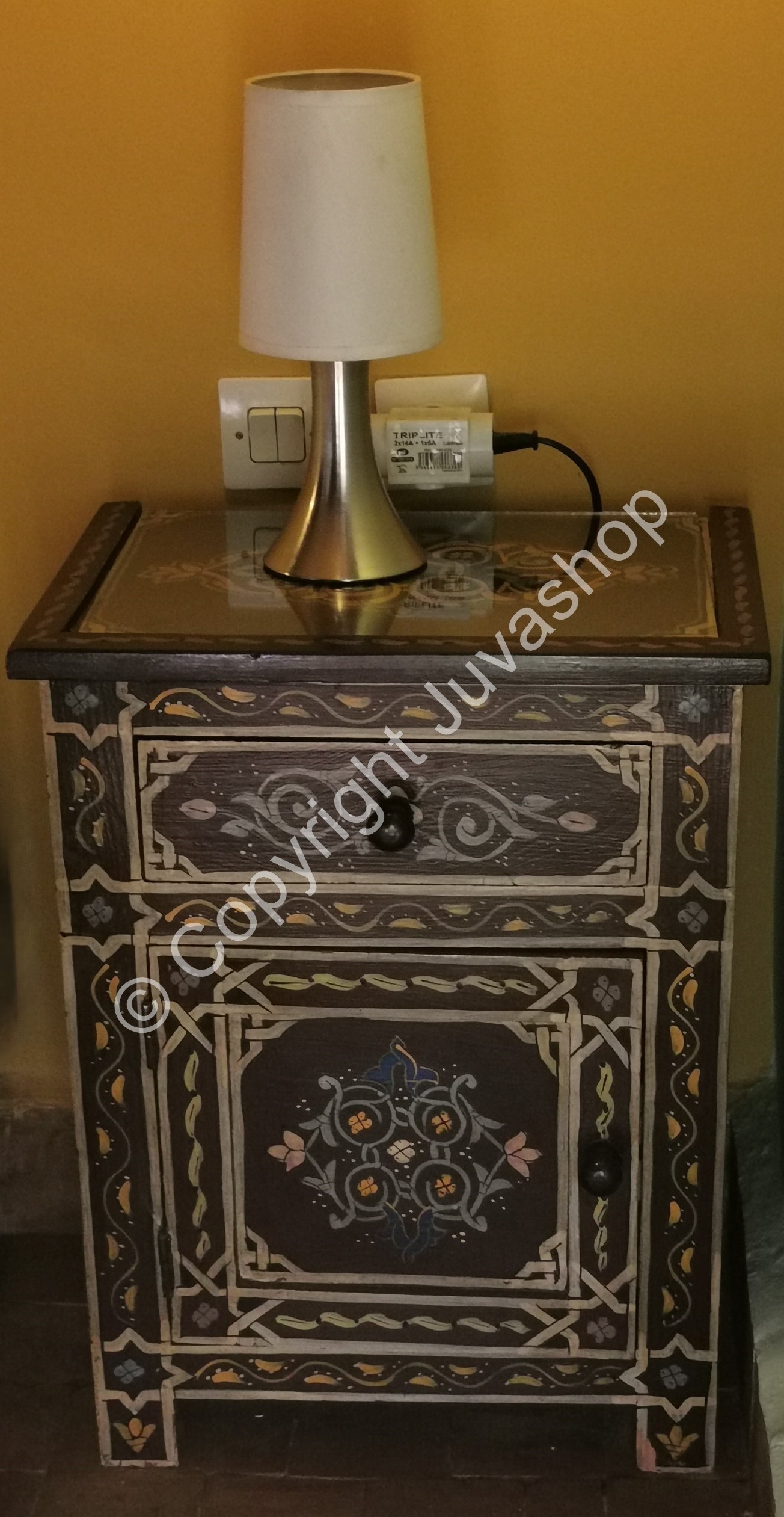 table chevet marocaine bois peint zouak 3