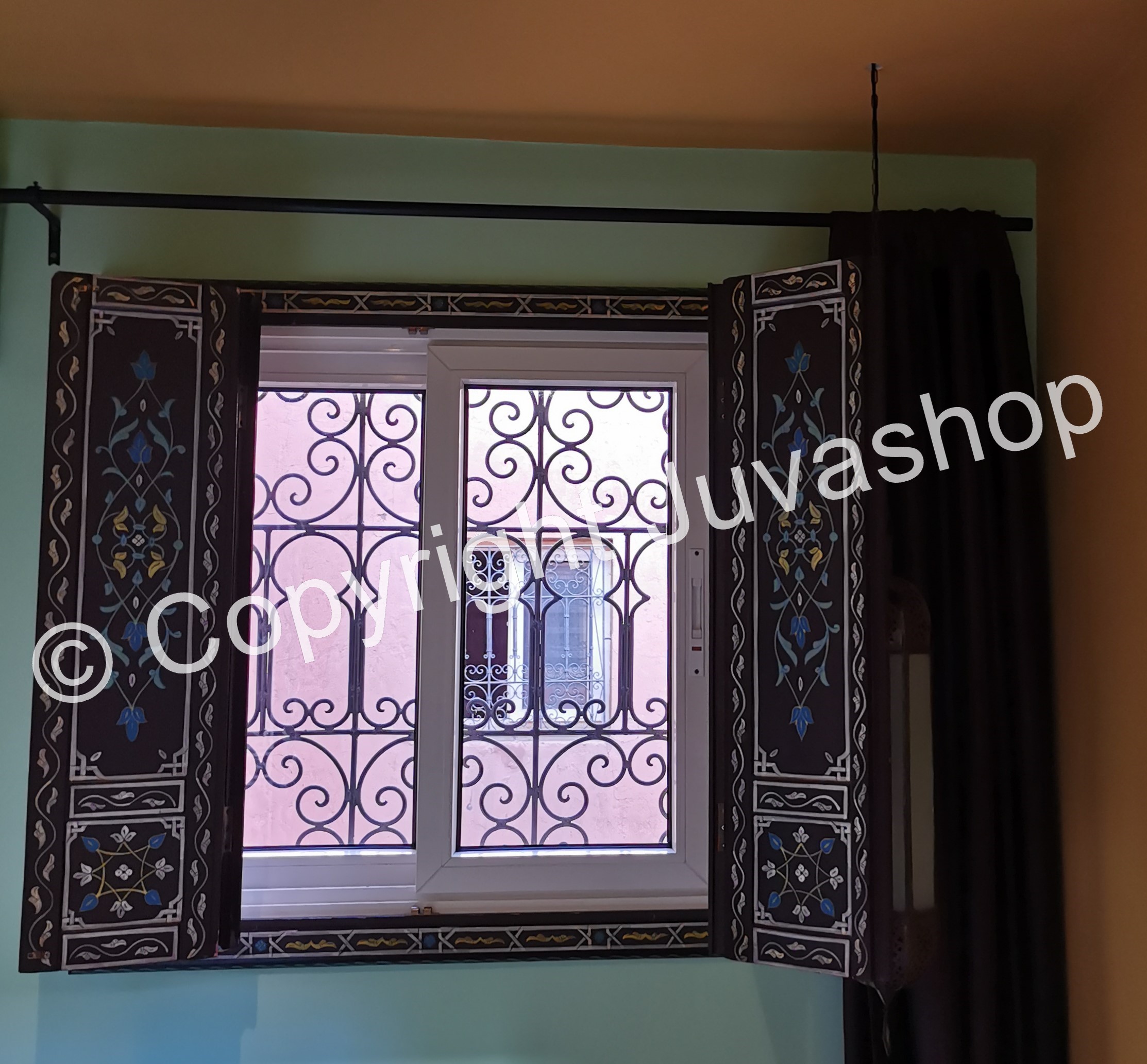 volet interieur bois marocain peint zouak fili 4